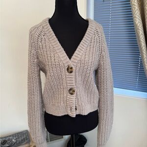 H&M Beige Cozy Knit Button-Up Sweater XS